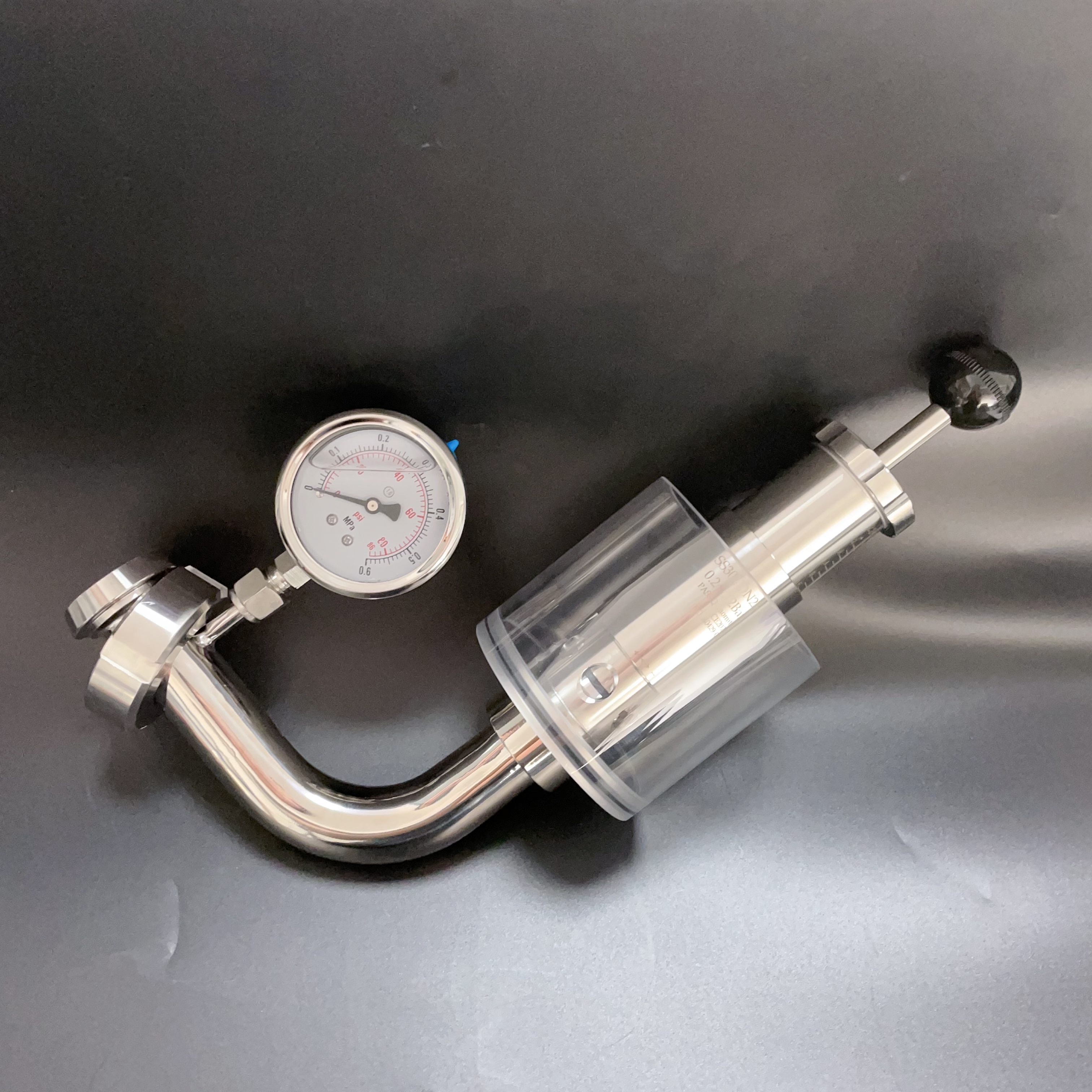 DIN Food Grade Safety Valves Stainless Steel 304 Union Type Spunding Valve with Thread Pressure Gauge 2Bar 1inch Spunding Valve