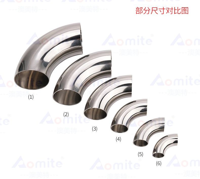 DN25 Inner and Outside Polished Treatment Pipe Fittings Stainless Steel 304 Welding Bend Food Grade Right Angle Elbow
