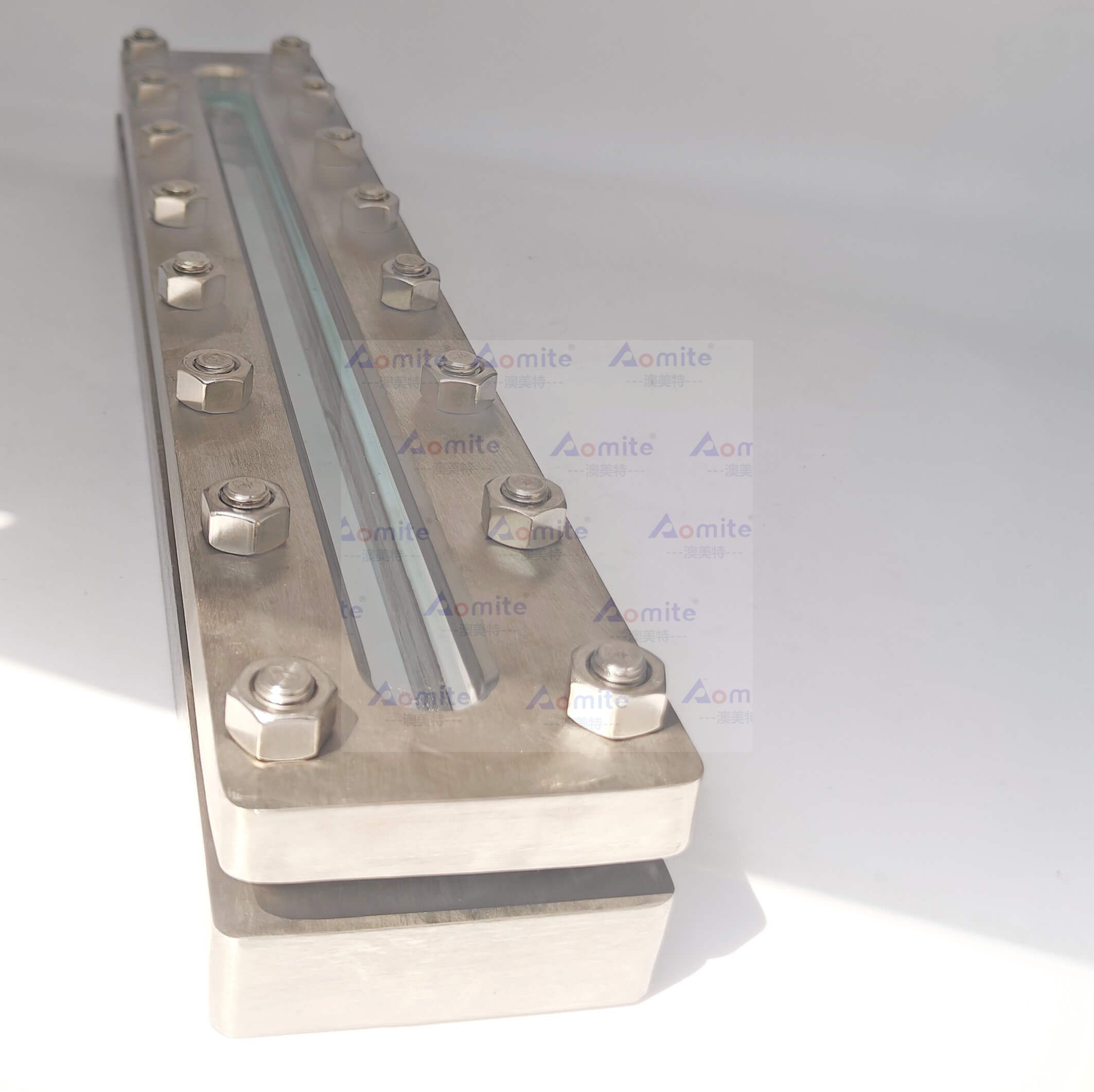 304 Stainless Steel Rectangle Oval Sight Glass - 80x300mm Square Flange Observation Window for Industrial Flow Monitoring