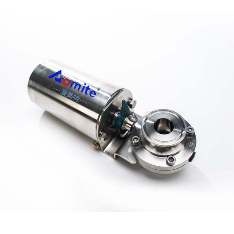 High Quality Milk Shut Off Valve Stainless Steel Clamped Butterfly Valve Sanitary Pneumatic Butterfly Valve