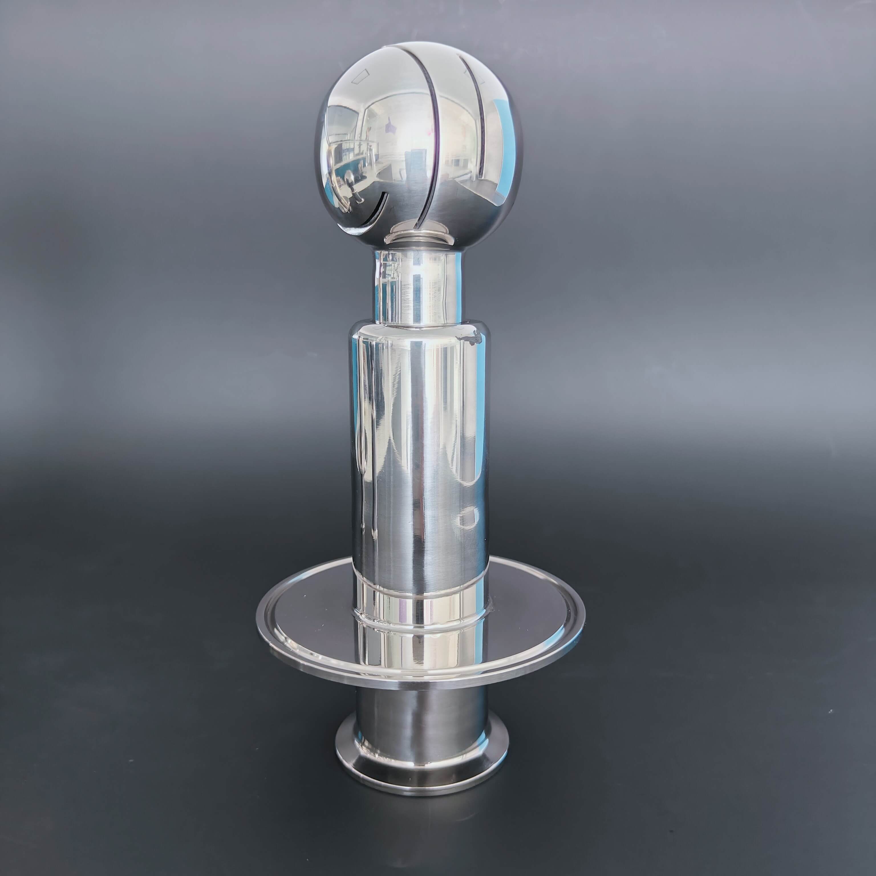 Stainless Steel Double Tri-clamp Rotary Spray Ball for CIP Tank & Pipe Cleaning | High-Pressure Washer Nozzle & 1.5" on 1.5" or 3" or 4" TC Ferrule