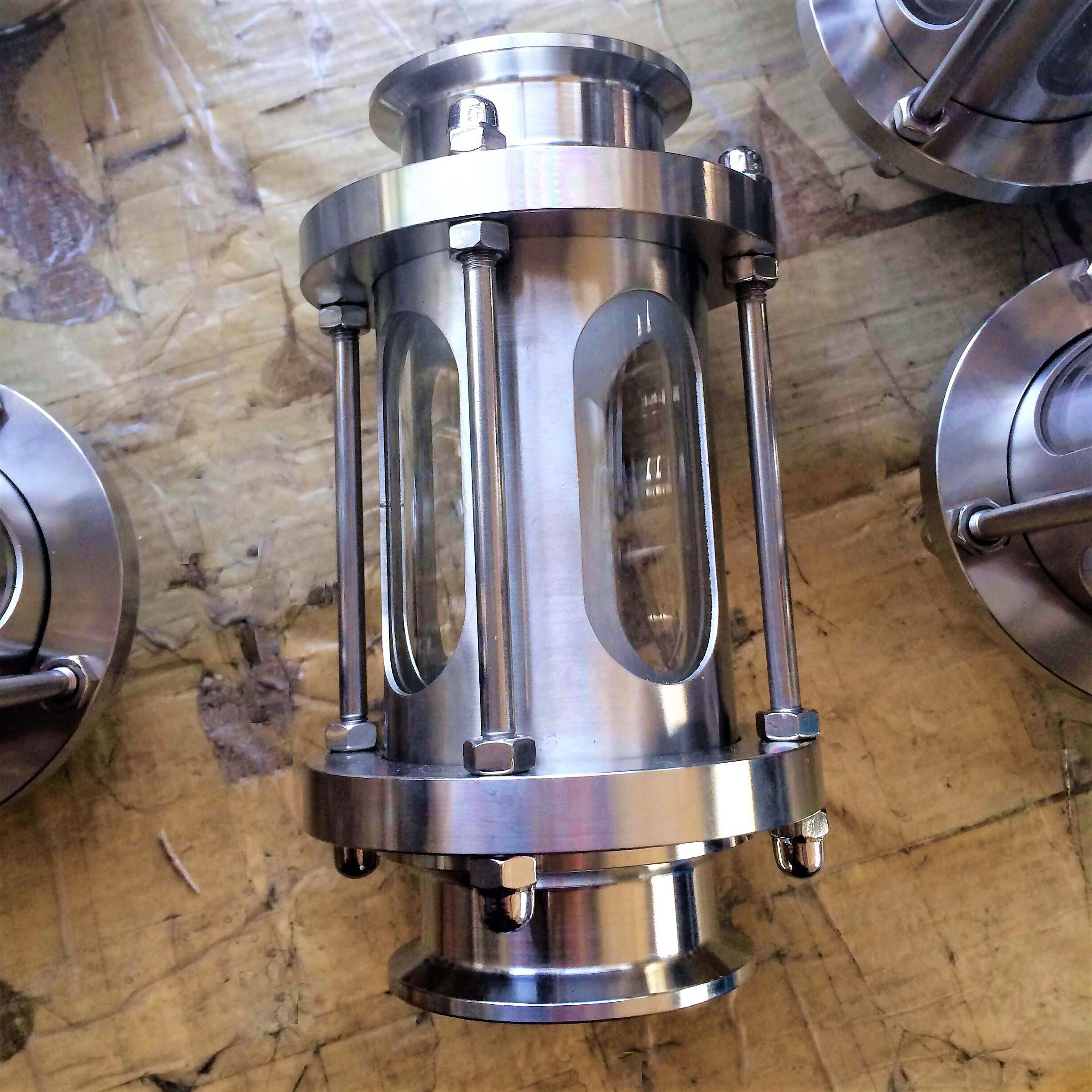 Stainless Steel Sight Glass with Stainless Steel Protective Sleeve Straight Weld Type