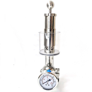 AOMITE Tri-Clamp Pressure Fermentation Valve | 0.2-2.2 Bar Safety Relief Valve with Vertical Diaphragm Pressure Gauge for Homebrew, Beer, Wine Making