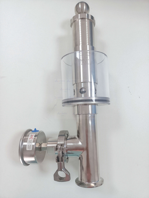 AOMITE Tri-Clamp Pressure Fermentation Valve | 0.2-2.2 Bar Safety Relief Valve with Vertical Diaphragm Pressure Gauge for Homebrew, Beer, Wine Making