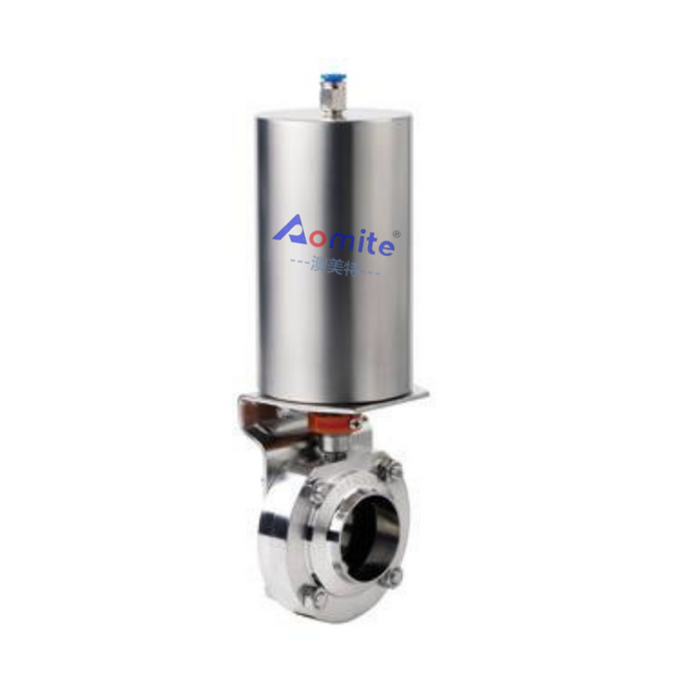 Stainless Steel 304/316L Pneumatic Control Valve Pneumatic Actuator Food Grade Pneumatic Welded Butterfly