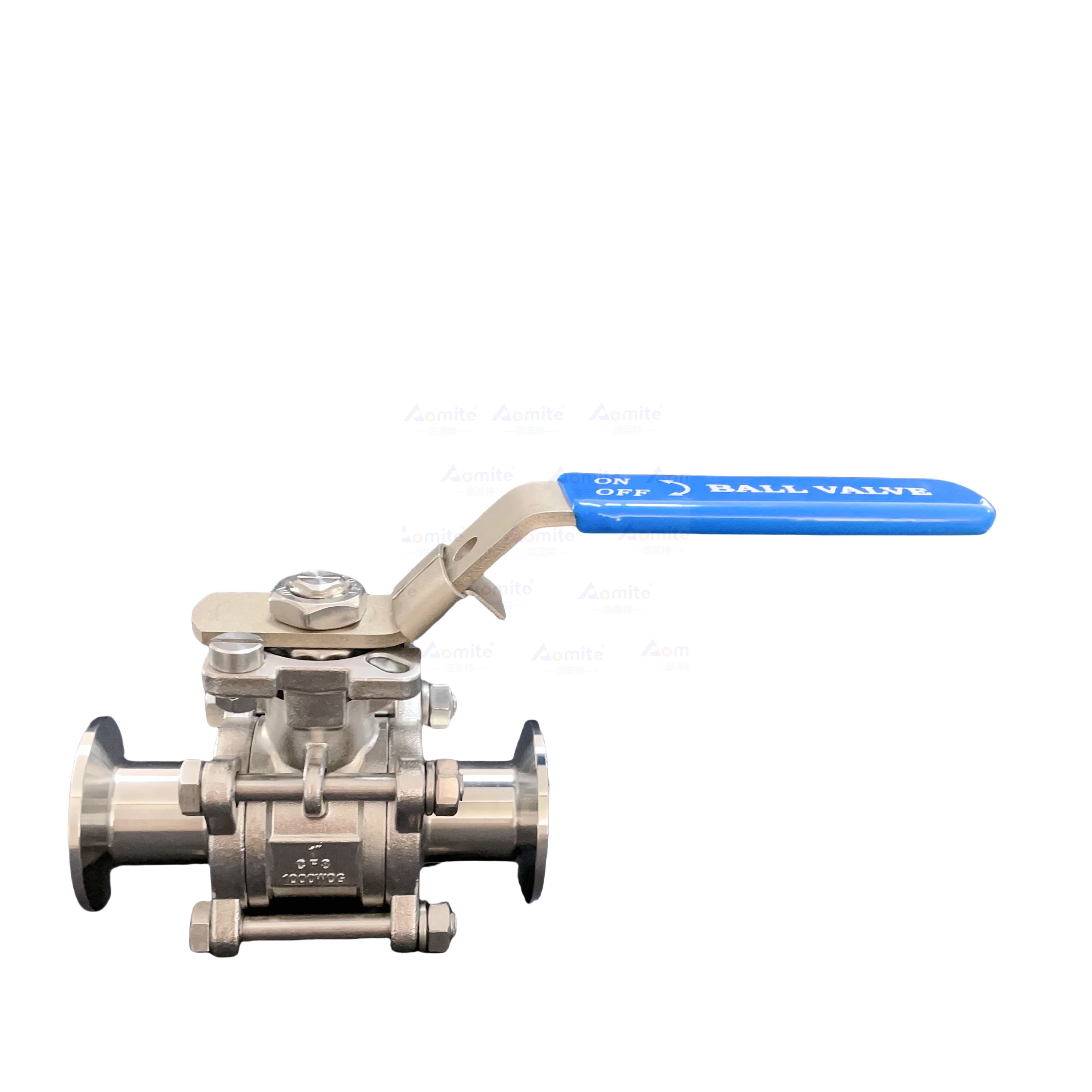 Stainless Steel 3 Piece Ball Valve Manual Straight Tri Clamp Ball Valve