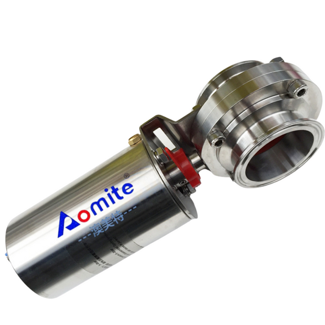 High Quality Milk Shut Off Valve Stainless Steel Clamped Butterfly Valve Sanitary Pneumatic Butterfly Valve