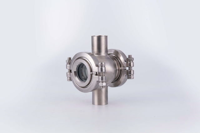 Aomite Sanitary Food Grade No Dead Ends Cross Type Sight Glass Boiler Sight Glass In-line Housing Hygenic Sight Glass