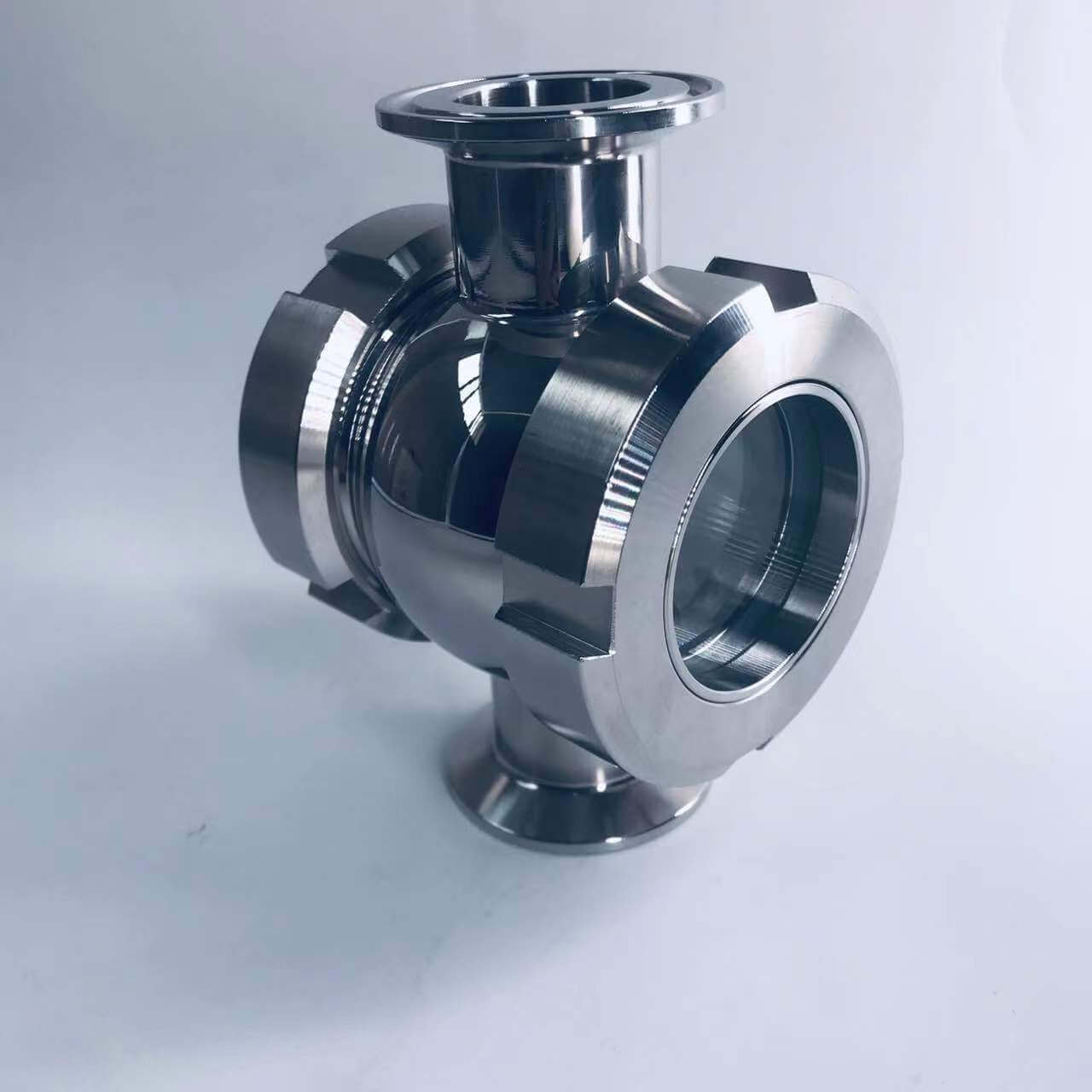 Aomite Sanitary Food Grade No Dead Ends Cross Type Sight Glass Boiler Sight Glass In-line Housing Hygenic Sight Glass