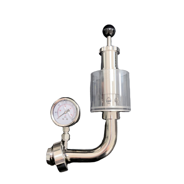 DIN Food Grade Safety Valves Stainless Steel 304 Union Type Spunding Valve with Thread Pressure Gauge 2Bar 1inch Spunding Valve