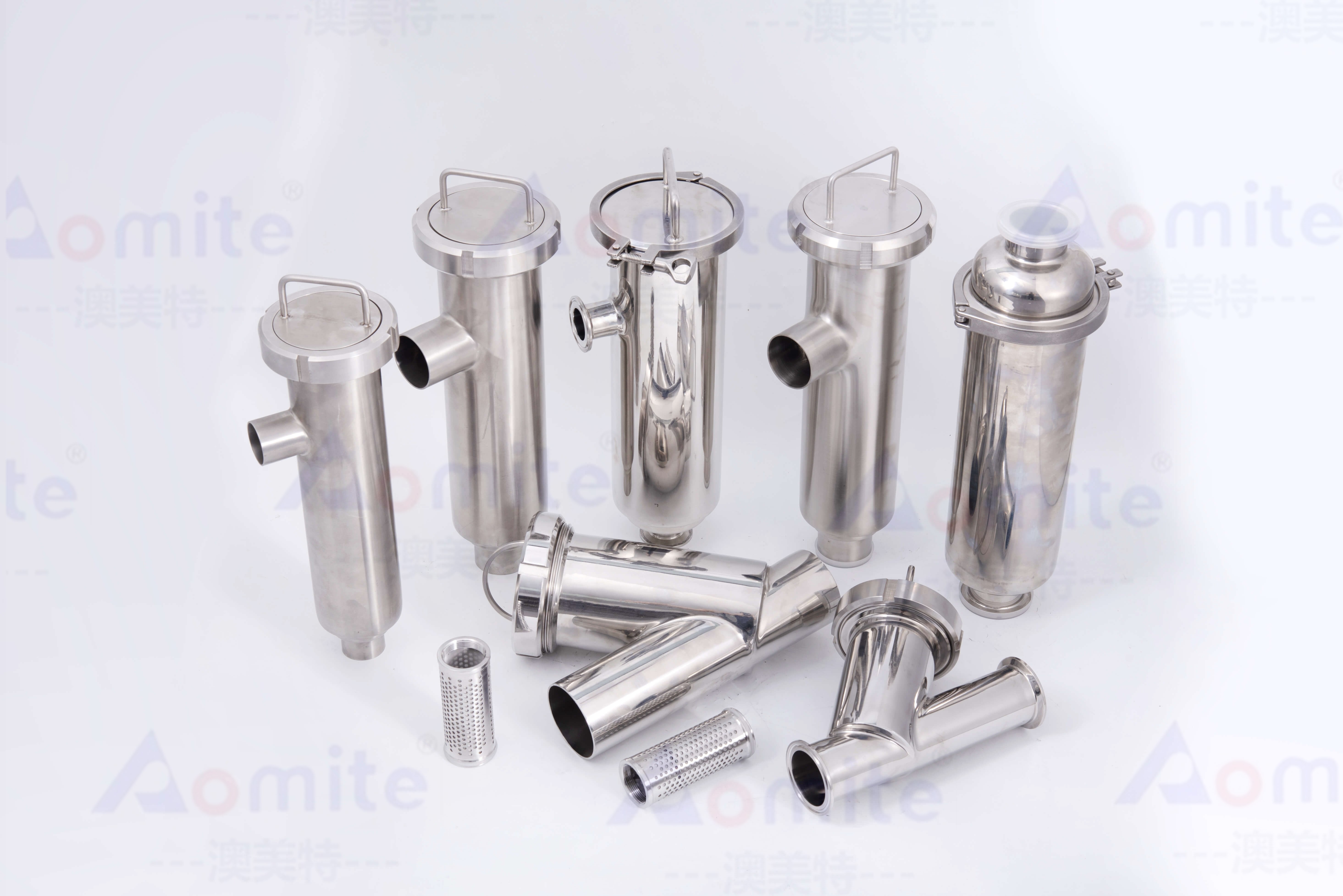 Aomite Sanitary Pipe in Line water treatment 500mesh Stainless Steel Filter