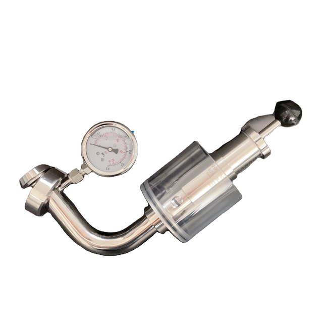DIN Food Grade Safety Valves Stainless Steel 304 Union Type Spunding Valve with Thread Pressure Gauge 2Bar 1inch Spunding Valve