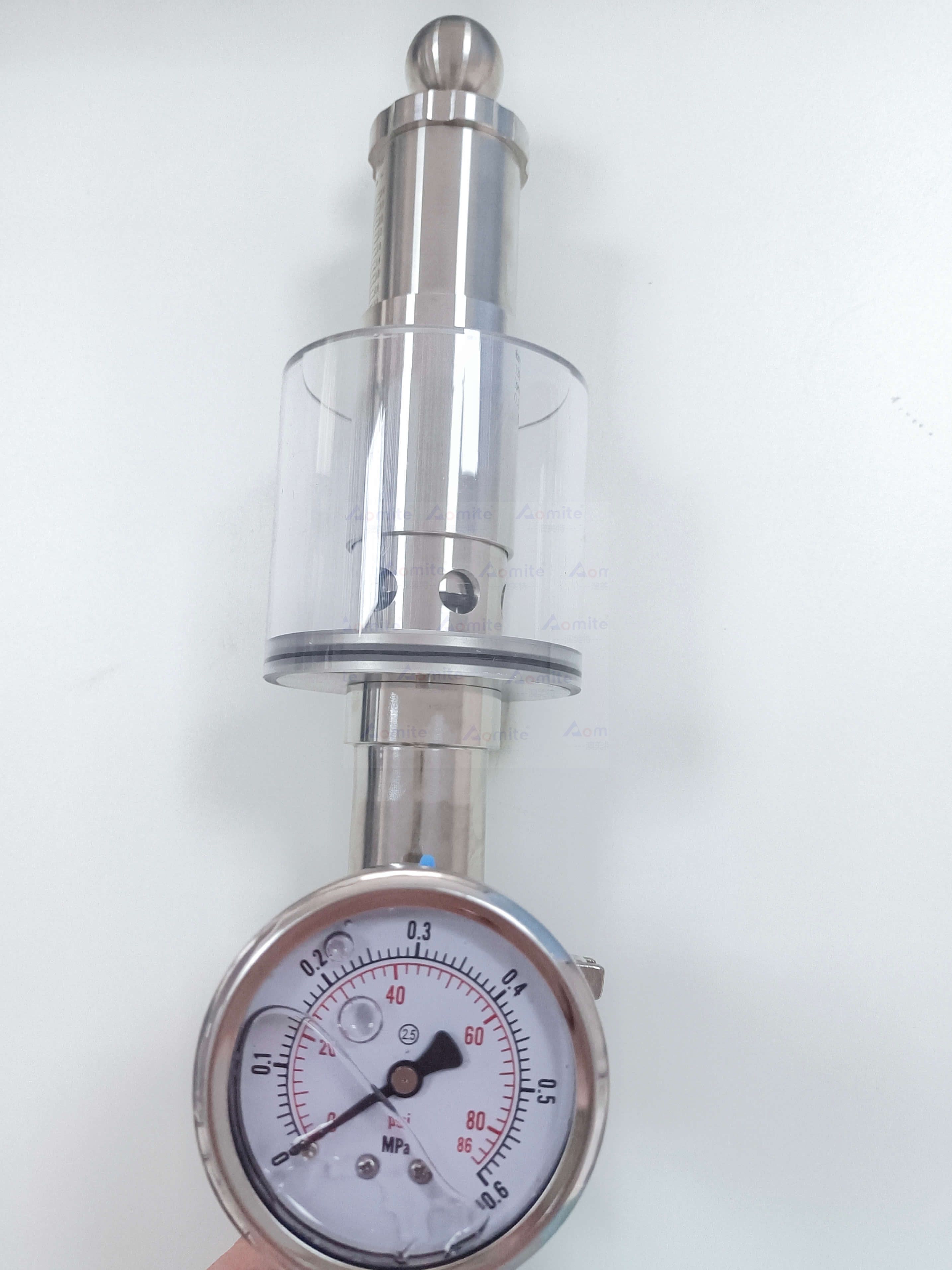 AOMITE Tri-Clamp Pressure Fermentation Valve | 0.2-2.2 Bar Safety Relief Valve with Vertical Diaphragm Pressure Gauge for Homebrew, Beer, Wine Making