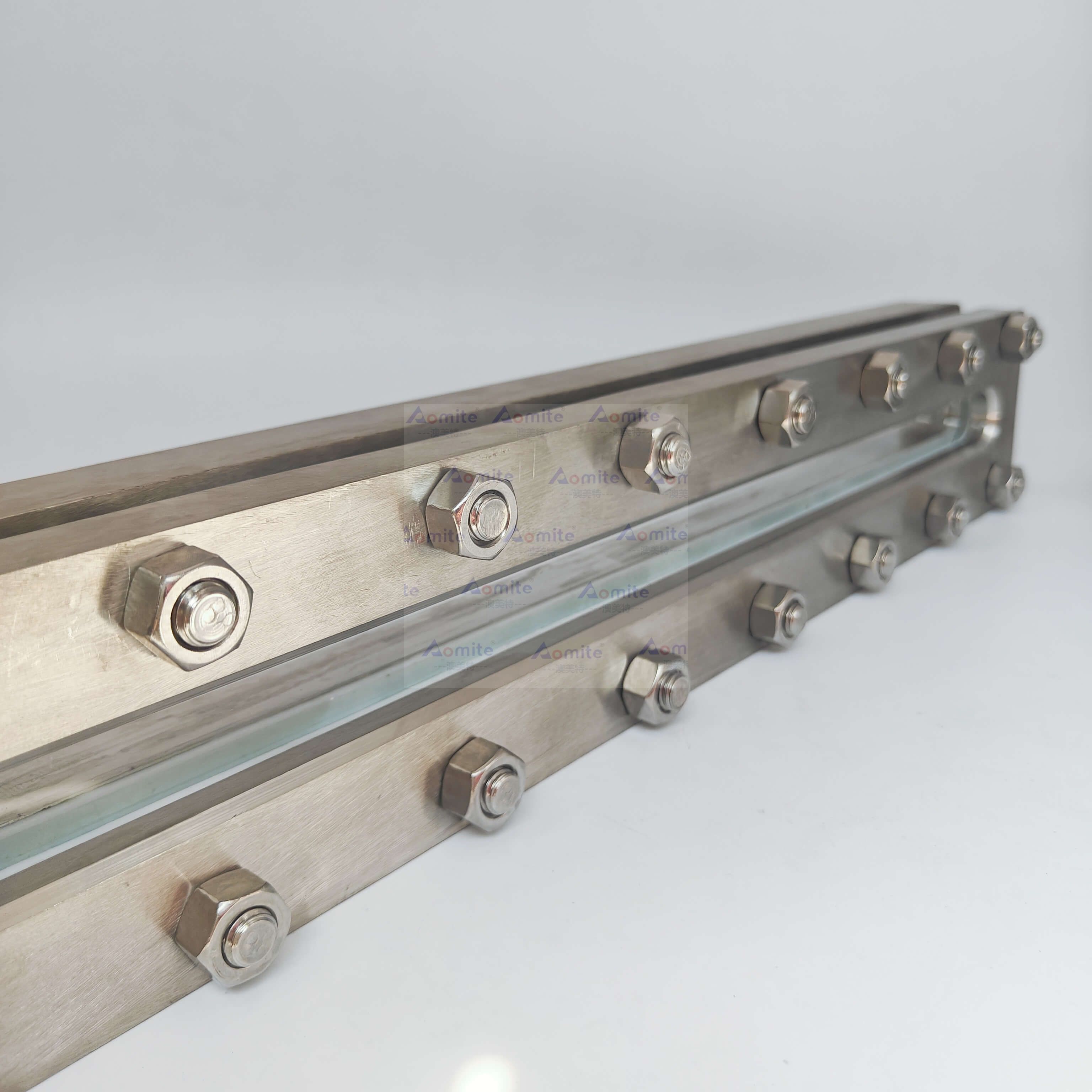 304 Stainless Steel Rectangle Oval Sight Glass - 80x300mm Square Flange Observation Window for Industrial Flow Monitoring